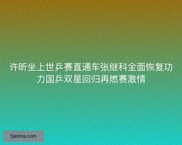 许昕坐上世乒赛直通车张继科全面恢复功力国乒双星回归再燃赛激情