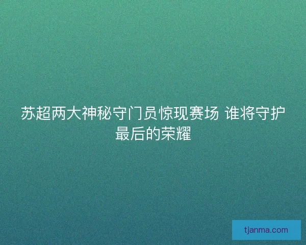 苏超两大神秘守门员惊现赛场 谁将守护最后的荣耀
